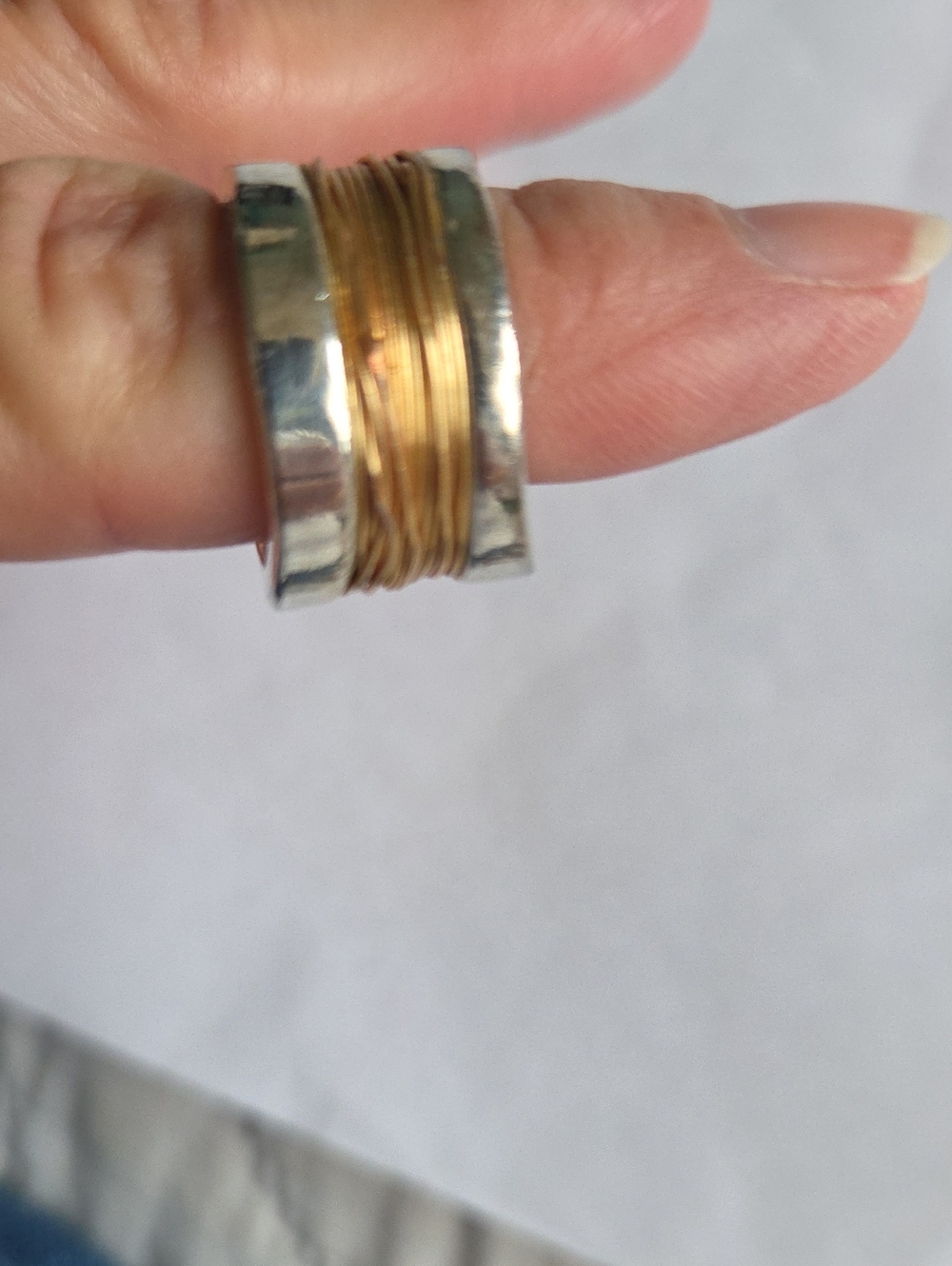 Source Unknown Two-Tone Wire Wrap Ring in Gold and Silver